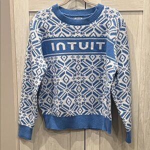 Blue and White Patterned Women's Ugly Christmas Sweater